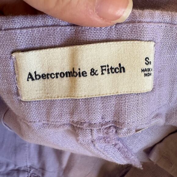 Abercrombie & Fitch Linen Blend Lilac Size Small EUC High Waist Pleated Wide Leg - Picture 9 of 12